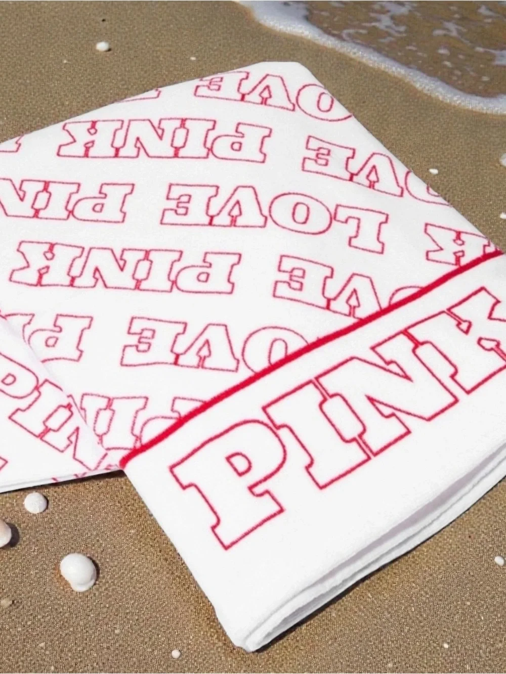 PINK Victoria's Secret White and Pink Logo Beach Towel Wrap 🍹🦩👙🚨☀️🍦